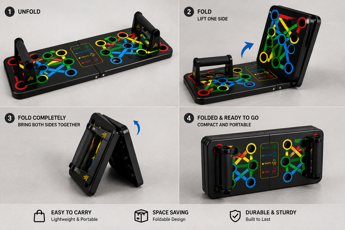 Foldable Push Up Board — Multi-Position Strength Training