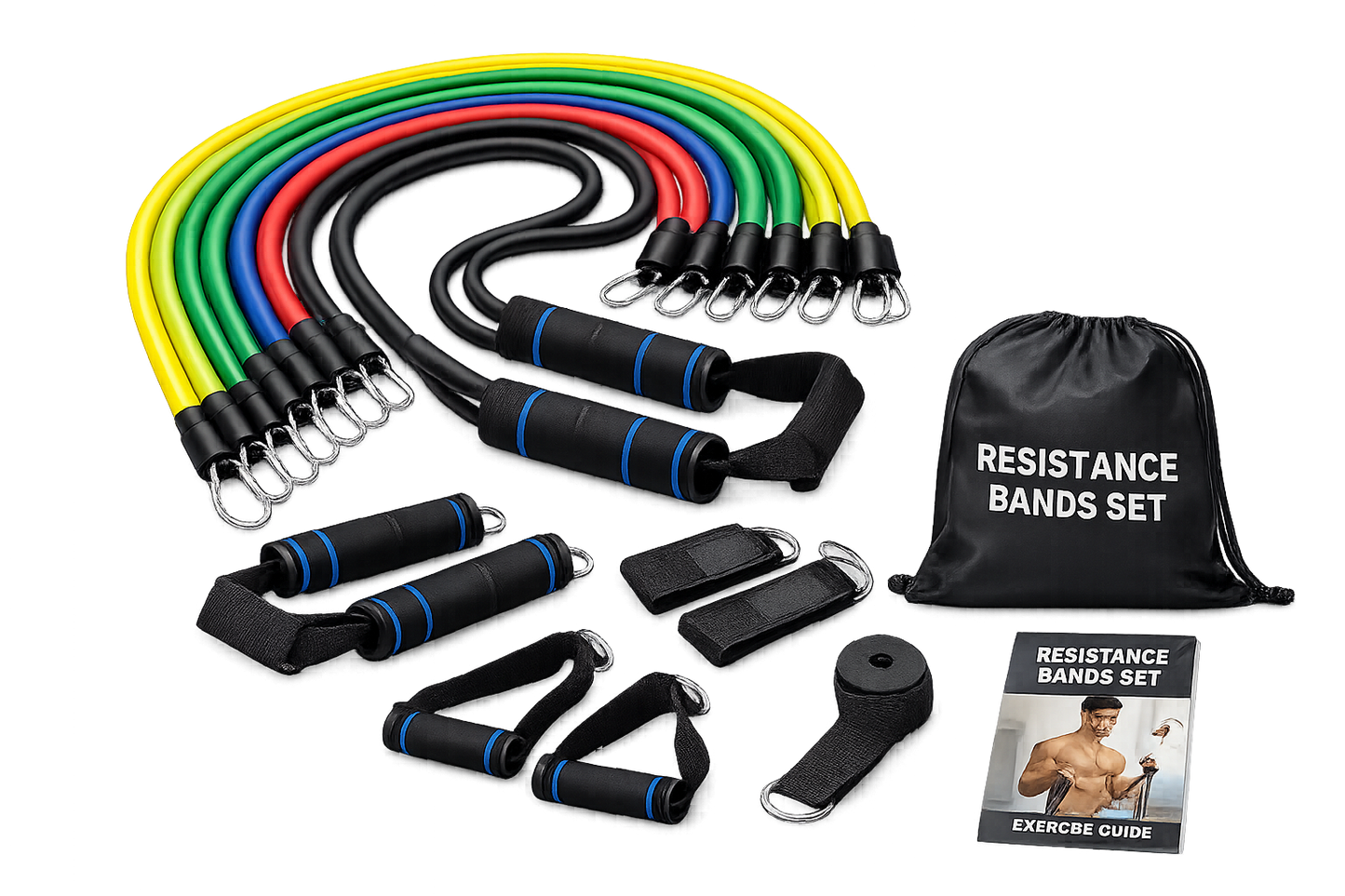 Resistance Bands Set — 5 Level Exercise & Stretching Kit with Foam Handles