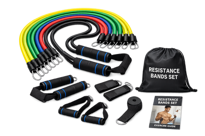 Resistance Bands Set — 5 Level Exercise & Stretching Kit with Foam Handles