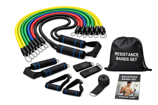 Resistance Bands Set — 5 Level Exercise & Stretching Kit with Foam Handles