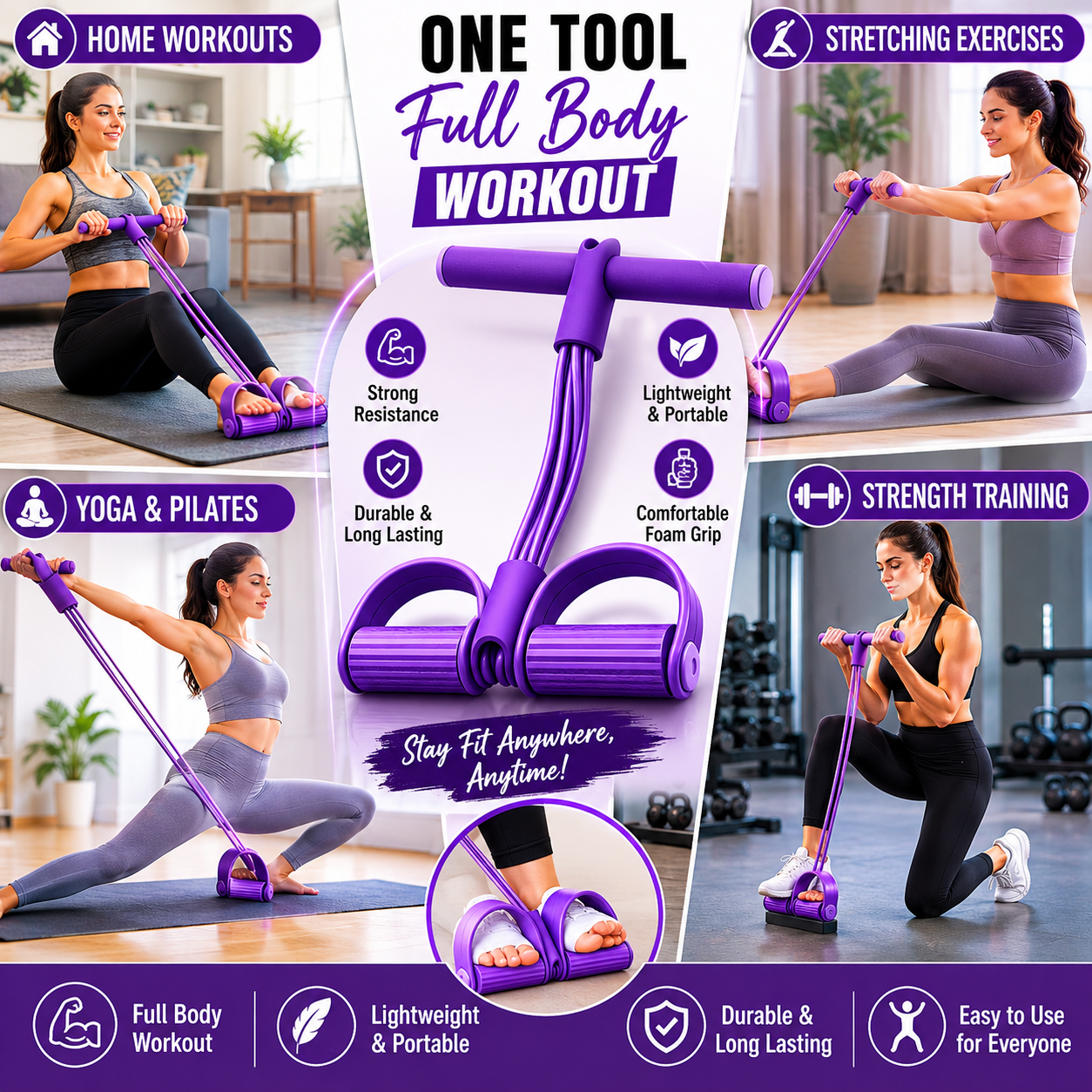 Multifunction Pedal Resistance Band Trainer