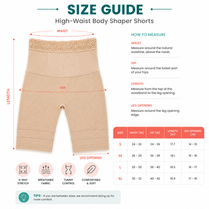 Ribbed compression fabric texture of high-waist shaper shorts